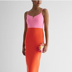 Express body contour color block dress